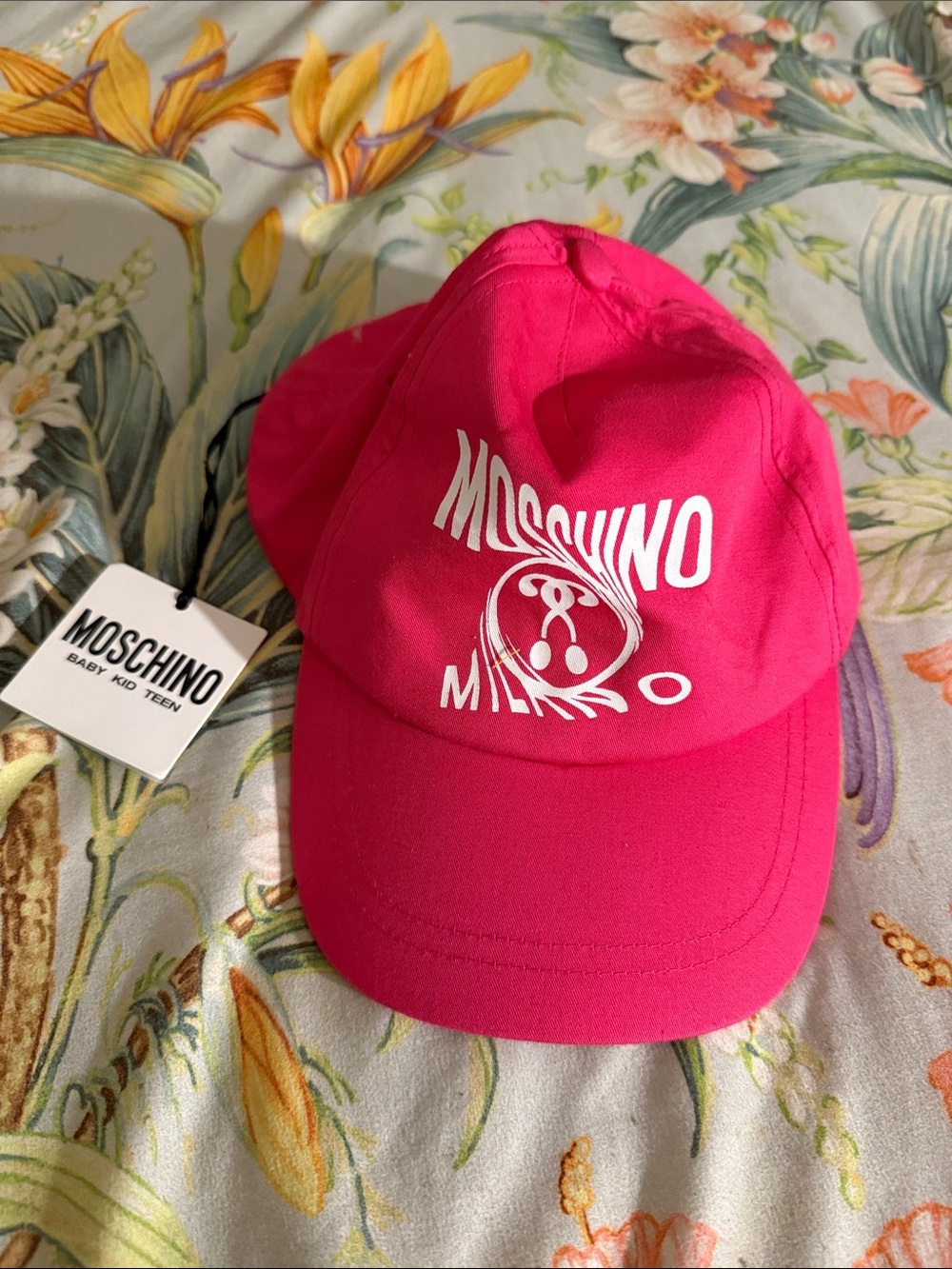 Moschino Hot Pink Kids Logo Baseball Cap